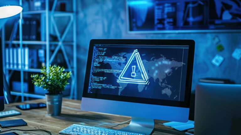 Dispositivo ordenador salta alerta de hackeo.