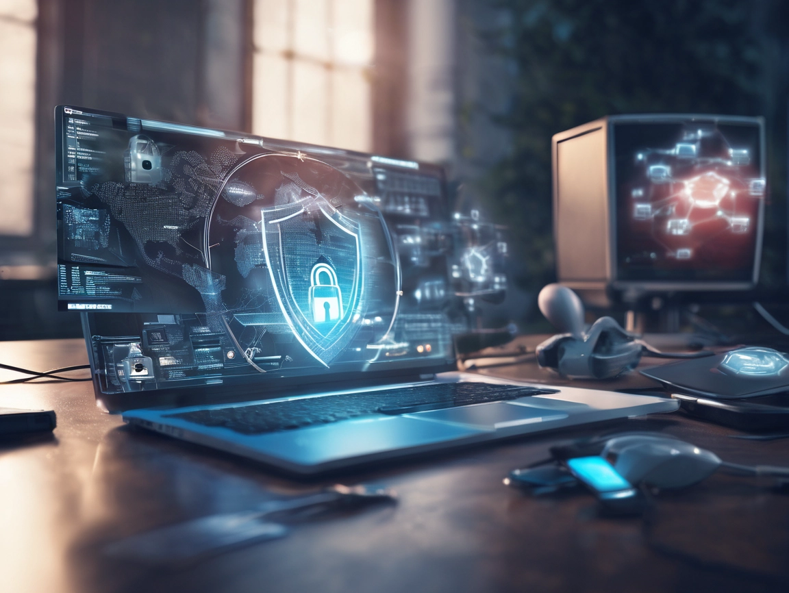 ordenador con fondo de ciberseguridad, candado y esuchdo